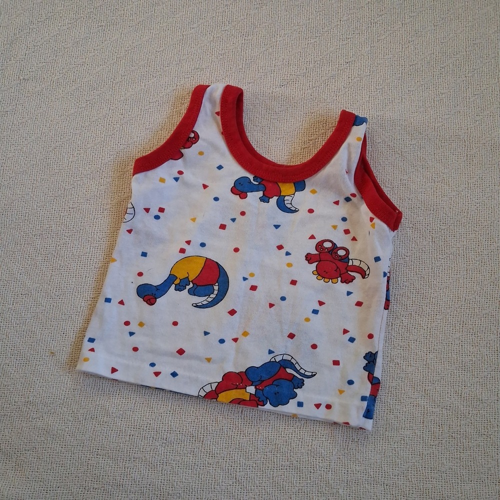 wee works vintage 12 months baby tank top shirt dinosaur retro 90s nostalgia